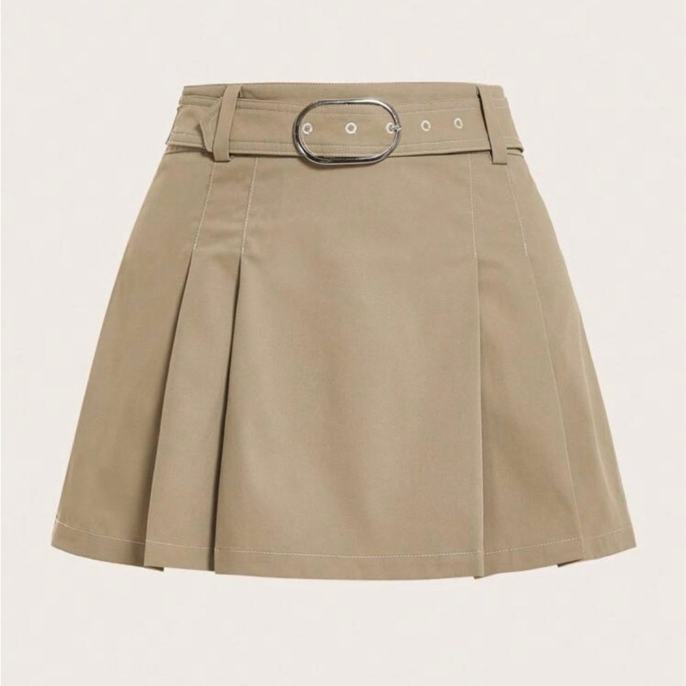 Brand New Classic Tan A-Line Skirt with Belt